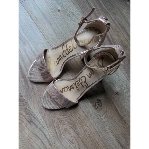 Sam Edelman Yaro Ankle Strap Heeled Sandals Blush Gold - Picture 2 of 12